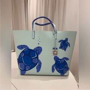 Kate Spade Blue Turtle Tote Bag